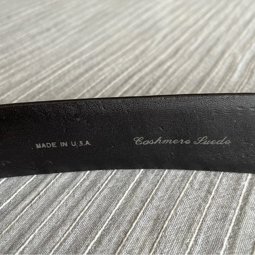 Remo Tulliani Dark Brown Leather Belt Mens 38 Cashmere Suede - DESC